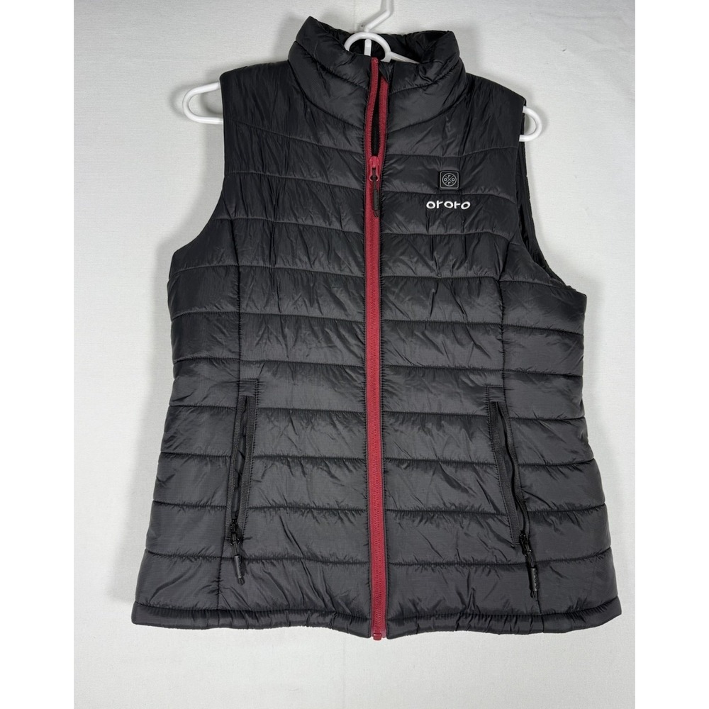Ororo Heated Vest Womens Small Black Red Zip Lightweight Puffer Battery Pack